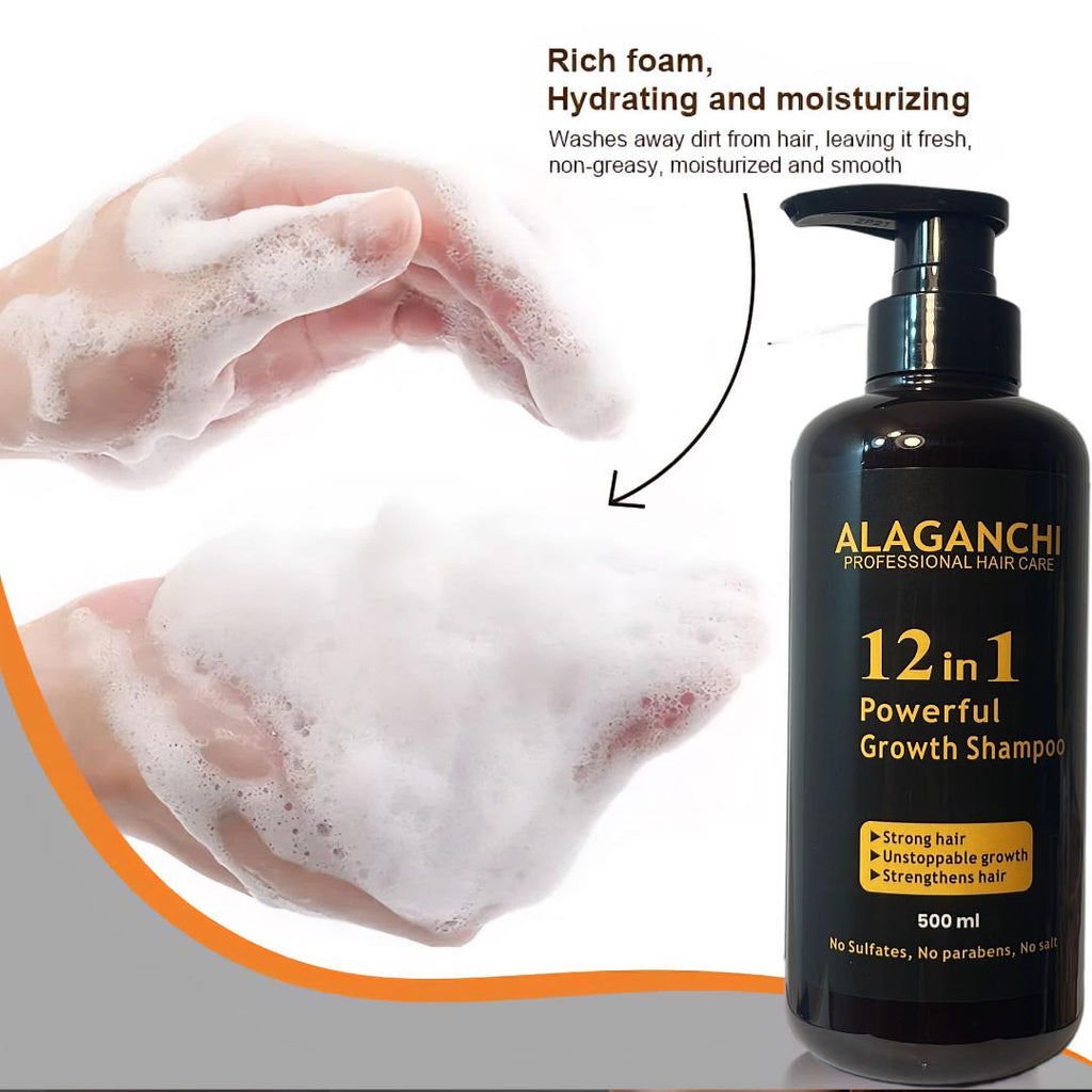 🧴🌿 Alaganchi 12-in-1 Hair Growth Shampoo – Rosemary + Biotin + Argan & Castor Oil + Purple Onion 💆‍♀️✨ (Thicker, Fuller Hair)