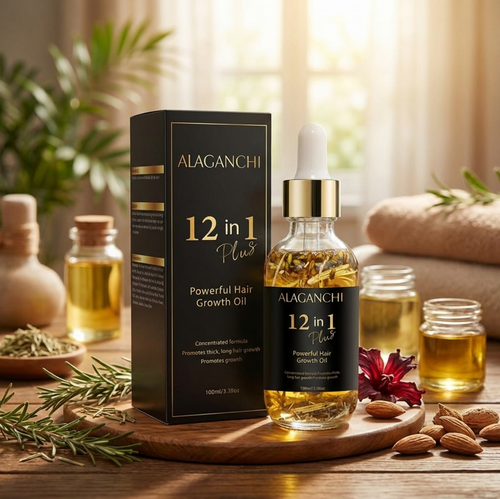 Alaganchi 12-in-1 Hair Growth Oil – Rosemary, Amla & Castor Oil | Strengthens, Nourishes | Reduces Hair Fall | Sulfate-Free