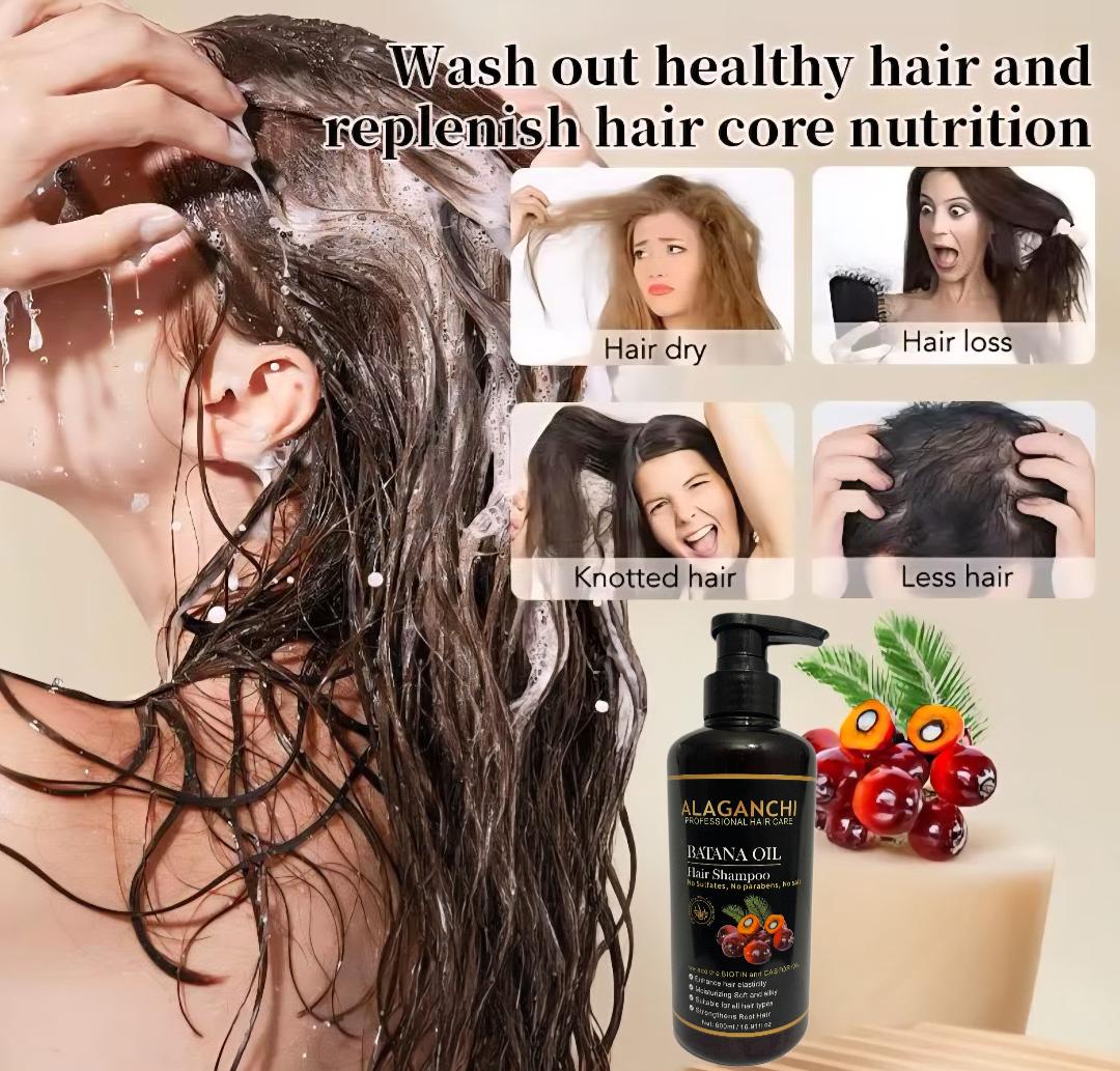 Alaganchi Batana Oil Hair Shampoo with Biotin & Castor Oil – No Sulfates, No Parabens, No Salt (16.9 fl oz / 500 mL)