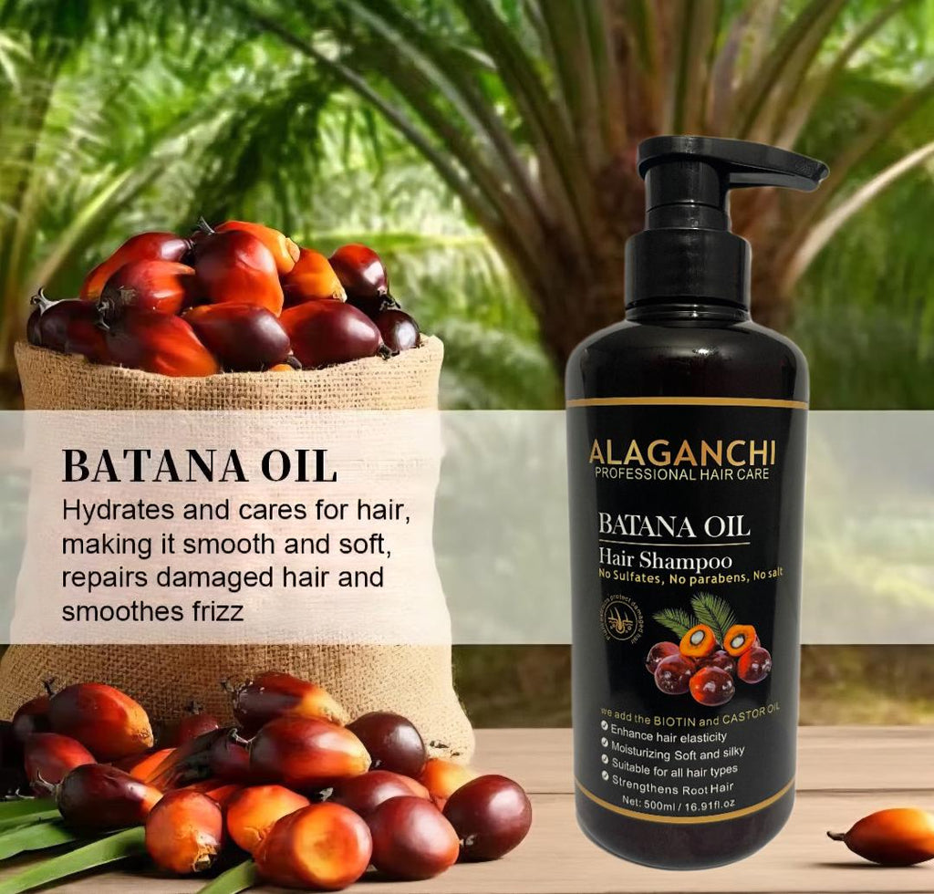 Alaganchi Batana Oil Hair Shampoo with Biotin & Castor Oil – No Sulfates, No Parabens, No Salt (16.9 fl oz / 500 mL)