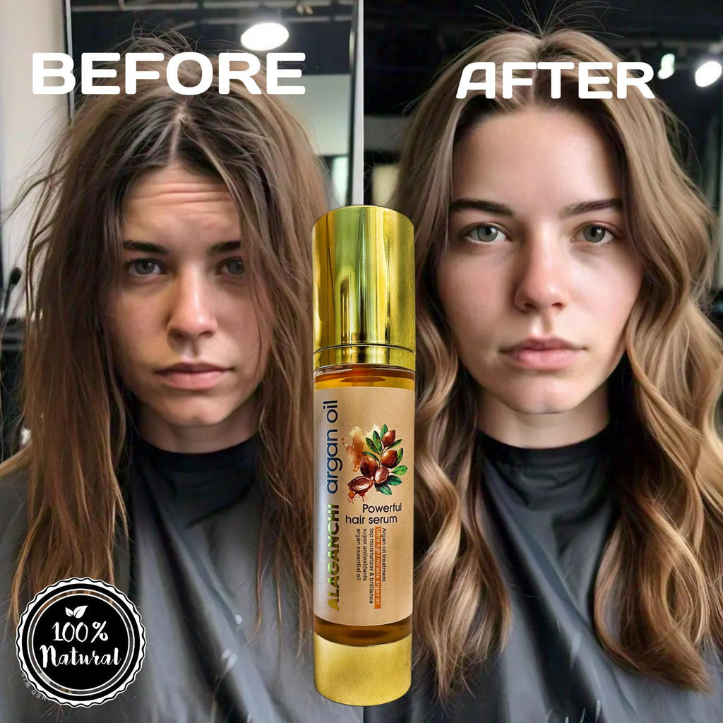 Alaganchi Argan Oil Treatment Hair Serum – Ultra-Light Moisturizer & Shine Booster | With Vitamin E & Carotenes