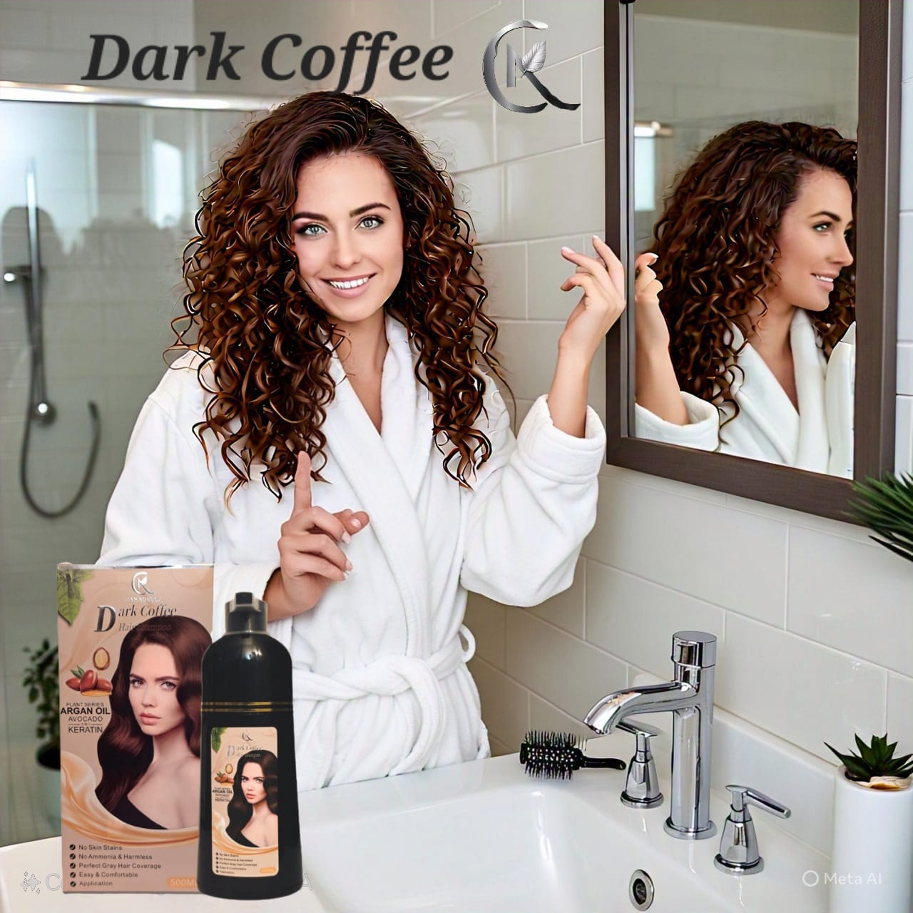 Canabella Hair Color Shampoo – Dark Coffee | Argan Oil, Avocado & Keratin | No Ammonia | Gray Coverage | Easy At-Home Application (500 mL)