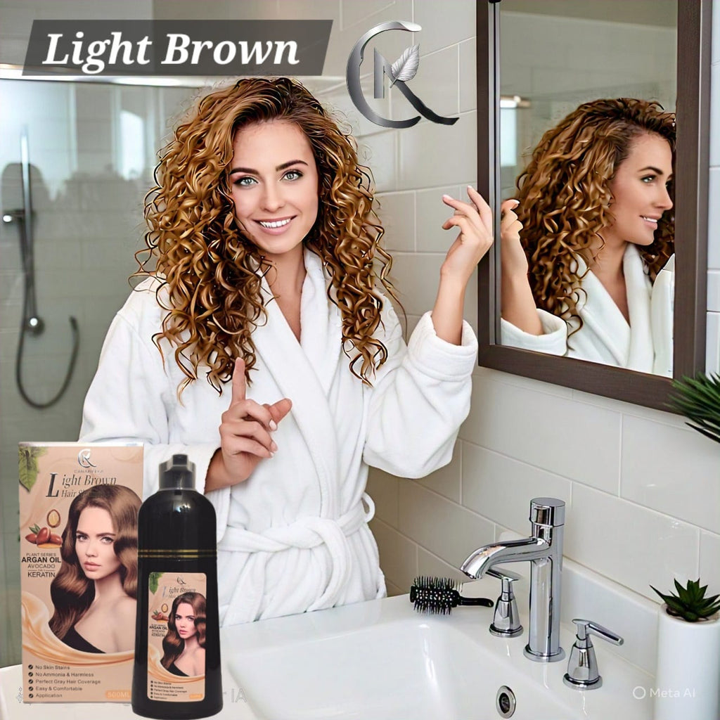 Canabella Hair Color Shampoo – Light Brown with Argan Oil, Avocado & Keratin – NO AMMONIA, Gray Coverage, Moisturizing Nourishment (500 mL)