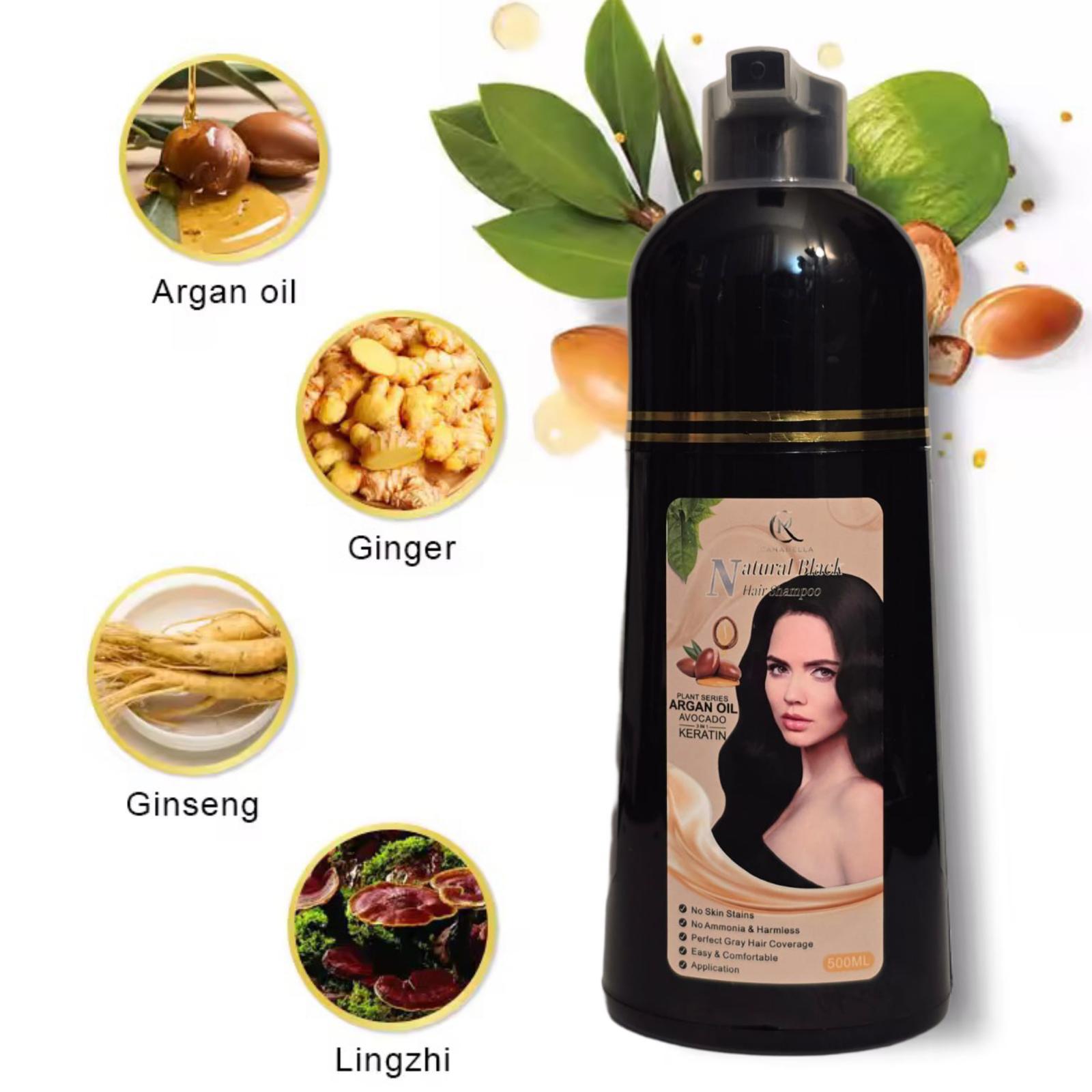 🖤 Canabella Natural Black Hair Dye Shampoo (500ml) 🧴✨