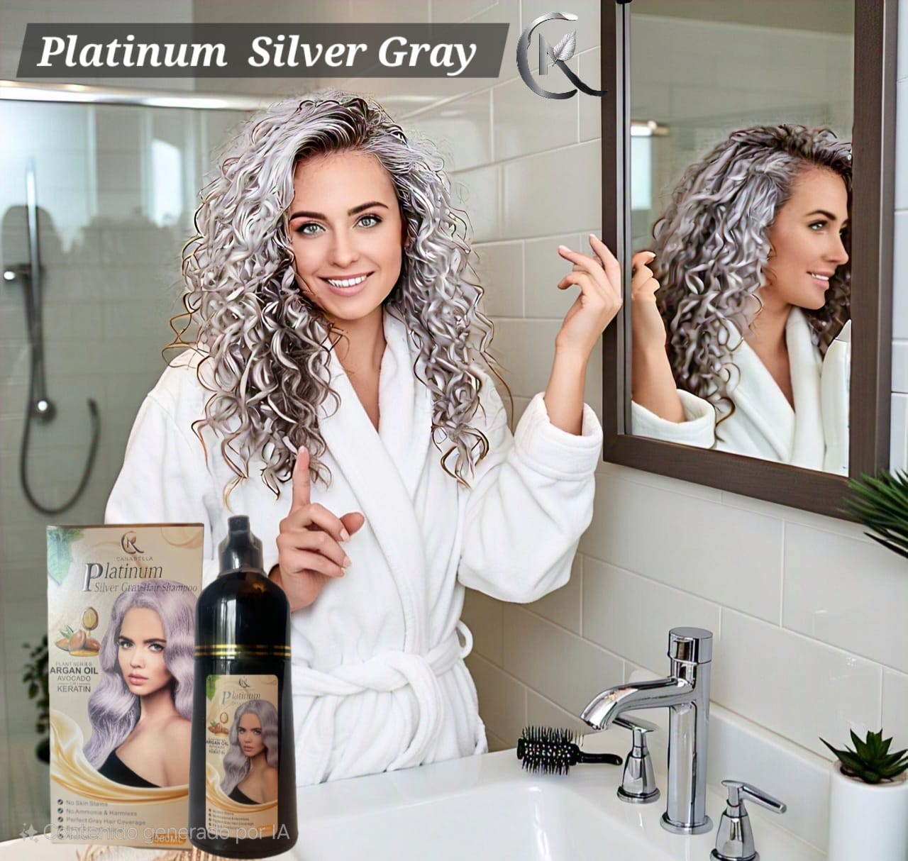 Canabella Hair Color Shampoo – Platinum Silver Gray | Argan Oil, Avocado & Keratin | No Ammonia | Gray Coverage | Easy At-Home Application