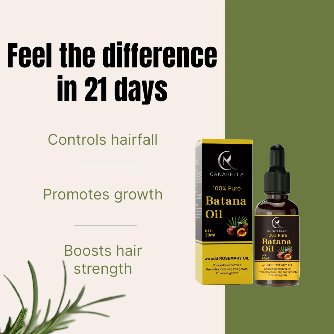 Canabella 100% Pure Batana Oil with Rosemary – Hair & Scalp Oil for All Hair Types (30 mL) | Moisturizing & Conditioning