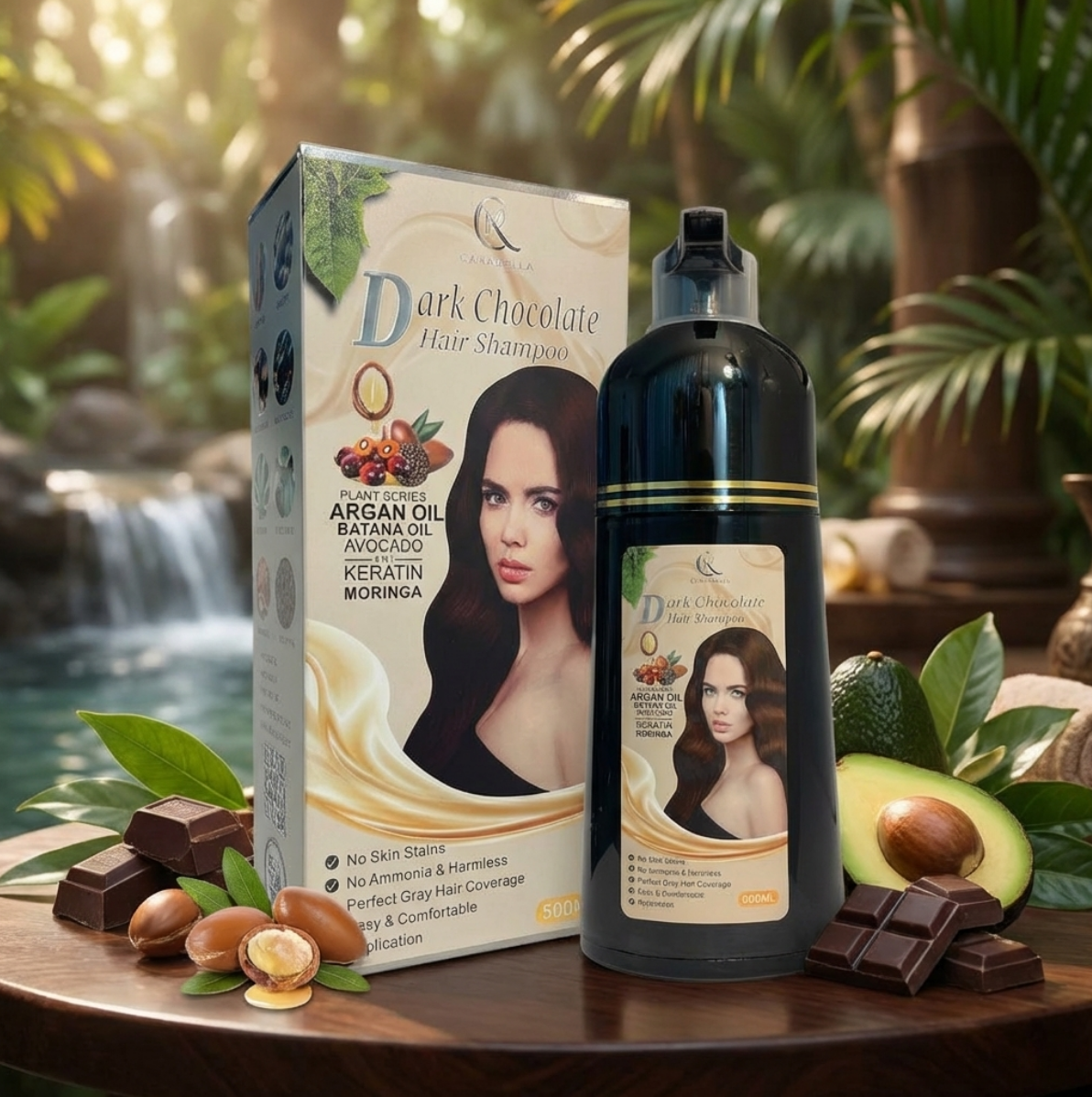 🍫 Canabella Dark Chocolate Hair Dye Shampoo (500ml) 🧴✨