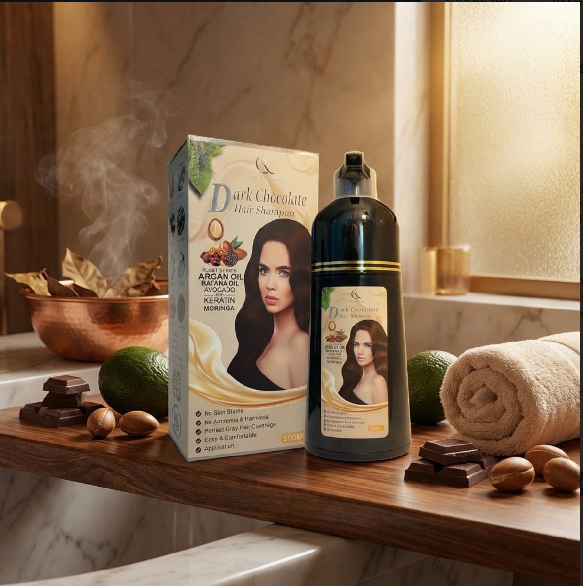 🍫 Canabella Dark Chocolate Hair Dye Shampoo (500ml) 🧴✨