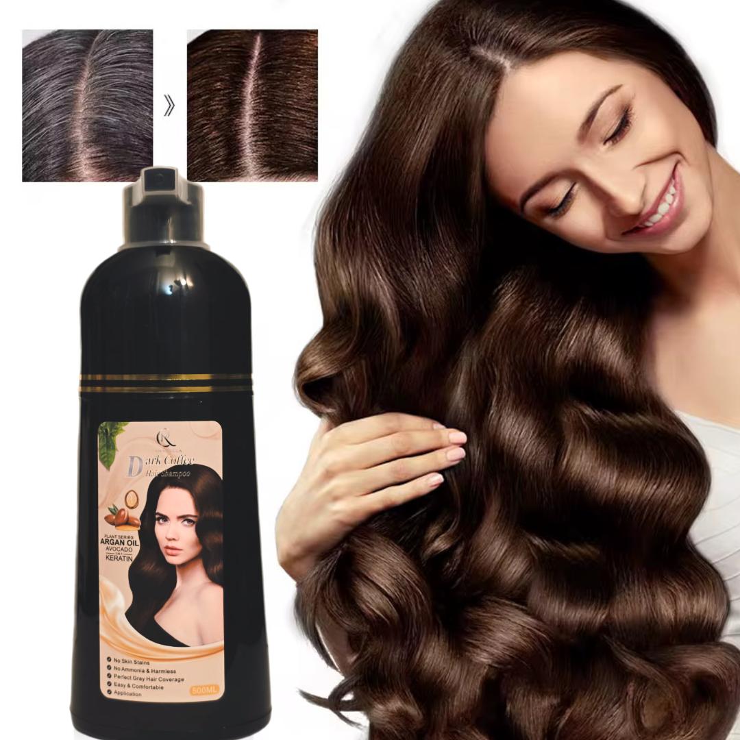 Canabella Hair Color Shampoo – Dark Coffee | Argan Oil, Avocado & Keratin | No Ammonia | Gray Coverage | Easy At-Home Application (500 mL)