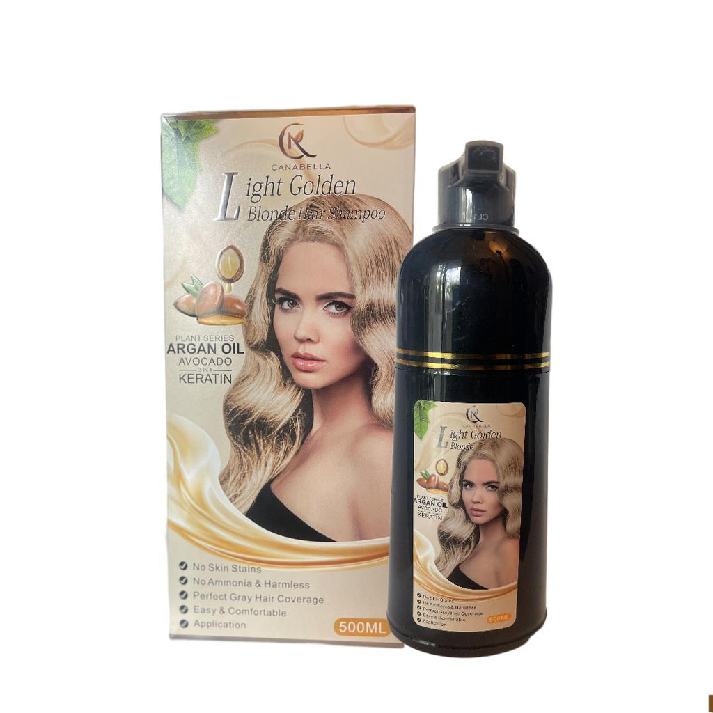 Canabella Hair Color Shampoo – Light Golden Blonde | Argan Oil, Avocado & Keratin | No Ammonia | Gray Coverage | Easy At-Home Application
