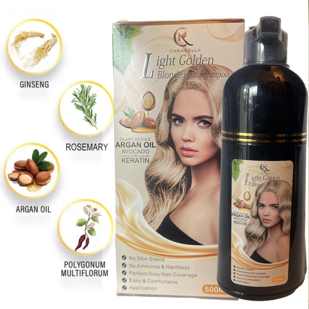 Canabella Hair Color Shampoo – Light Golden Blonde | Argan Oil, Avocado & Keratin | No Ammonia | Gray Coverage | Easy At-Home Application