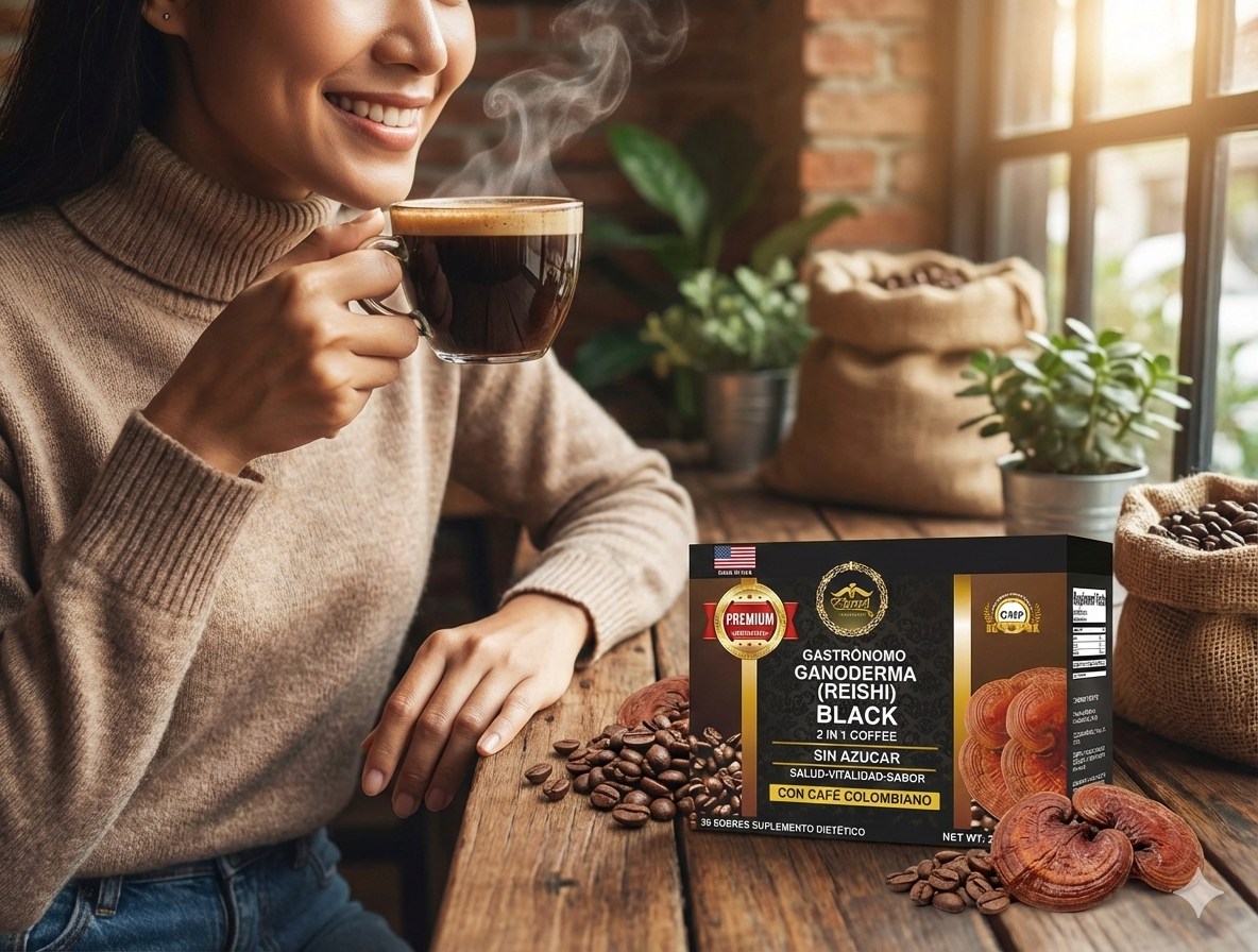 Eternal Spirit Beauty Ganoderma (Reishi) Black 2-in-1 Coffee – Colombian Coffee Blend, No Sugar, 30 Sachets (2.8 oz / 80.4 g)