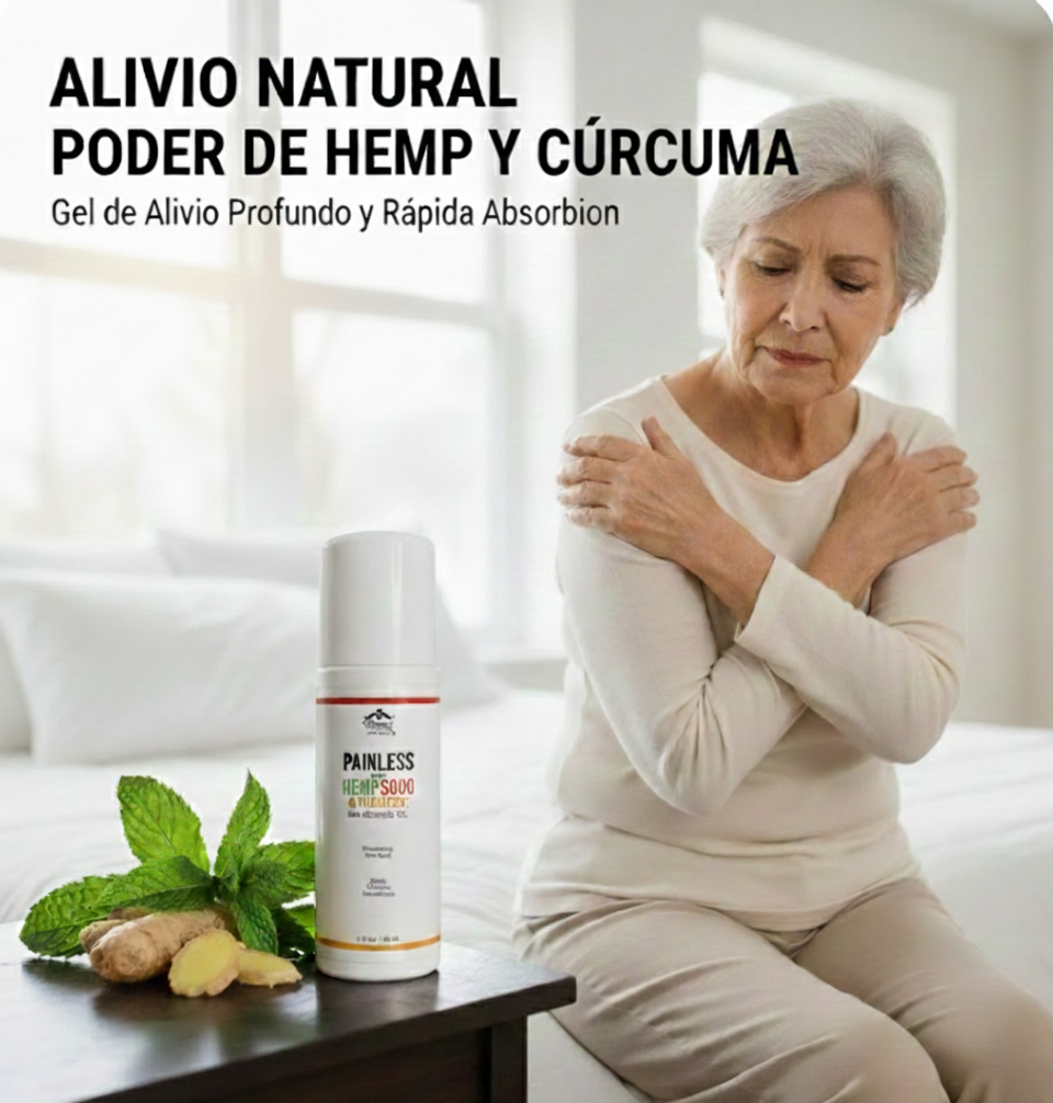 Painless Hemp 5000 + Turmeric Pain Relieving Gel | Fast-Acting Muscle & Joint Relief | 2 fl oz (60 mL)